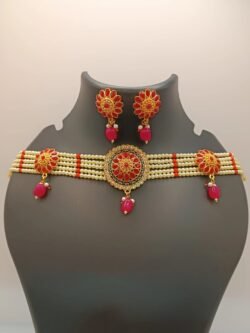 Rajasthani Patiya white (maroon)